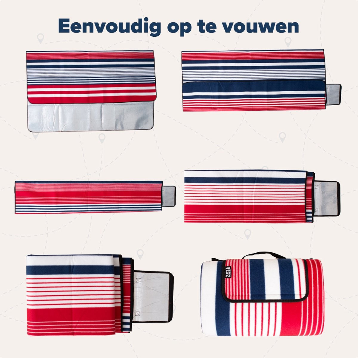 TRVLMORE Tapis de pique-nique pliable XXL - Imperméable - rembourré - 200x200 cm