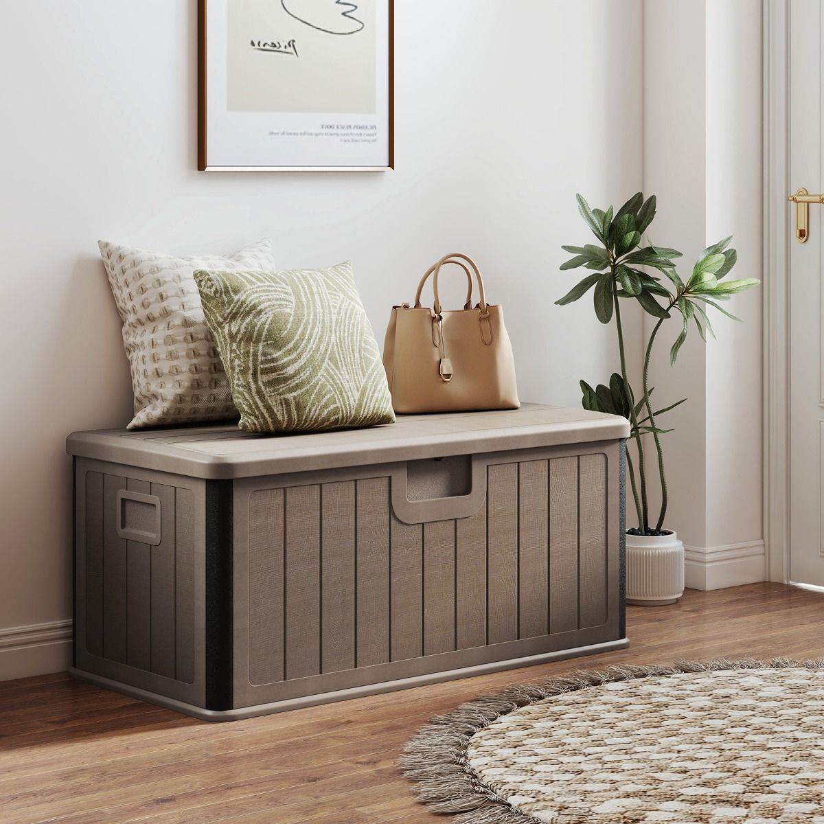 coast Garden Box 378 L - 130x64x59 cm - Boîte à coussins imperméable avec couvercle verrouillable - Marron