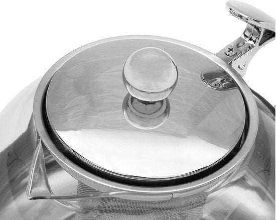 Théière en verre Monzana - avec filtre et infuseur en acier inoxydable 9 tasses - 1,2 litre