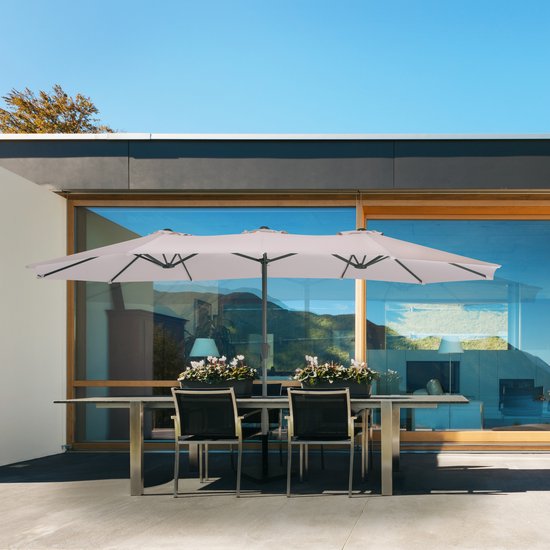 VONROC Premium Parasol Iseo - 460x270cm - Parasol double - Durable - Toile résistante aux UV - Beige - Housse de protection incluse