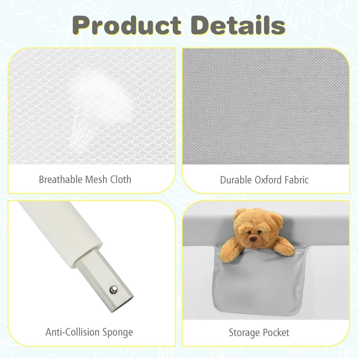 Coast Bed Rail Lockable 176.5 x 25 x 101.5 cm Grey - 24 hauteurs réglables et poche latérale