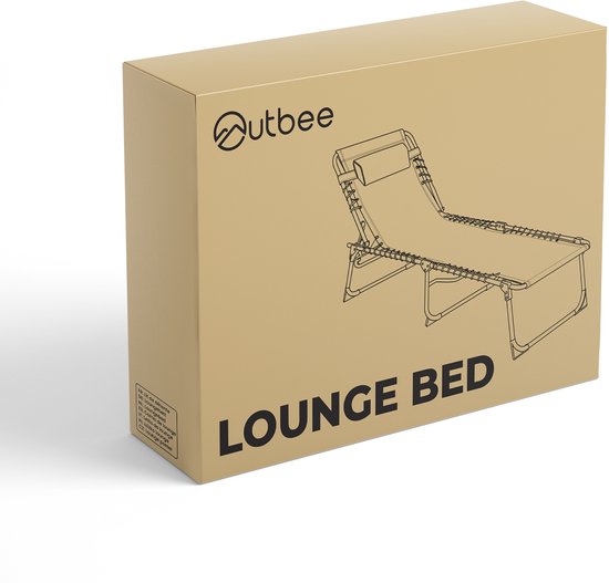 Outbee Lounger - Chaise longue - Lit de soleil - 190x55x30 cm - Pliable - Réglable - Résistant aux intempéries - Noir