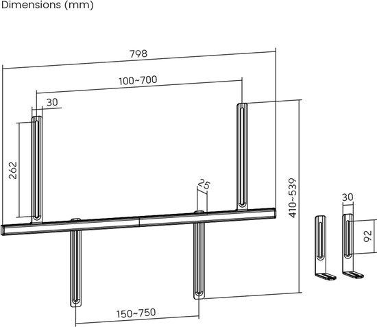 VDD - Support pour barre de son - Support pour enceinte - Support de fixation pour barre de son - Universel