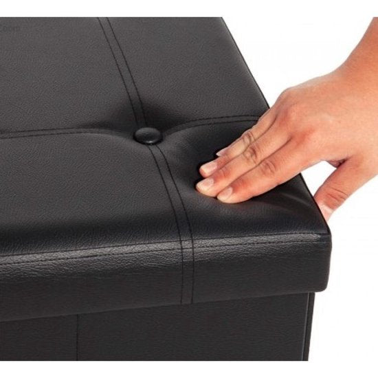 Banc de rangement Casaria - 115x40x40cm 131L Faux cuir - Noir