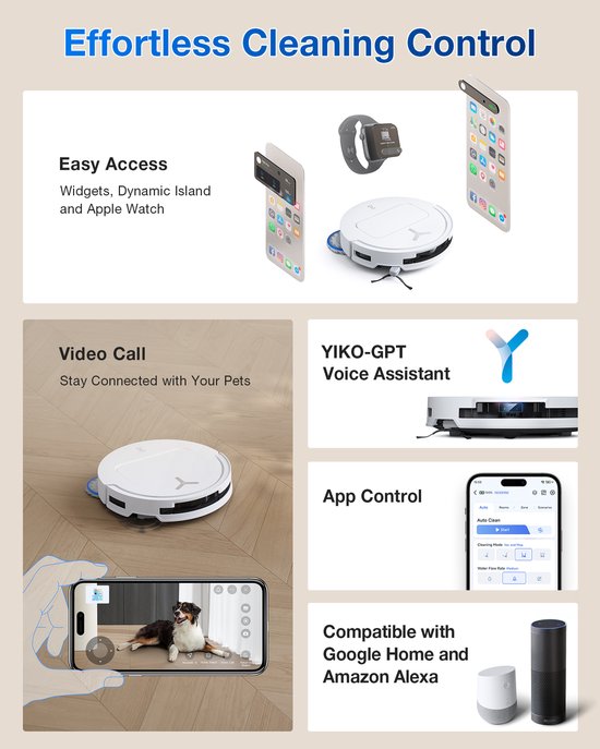 ECOVACS - DEEBOT T50 Omni blanc Gen 2 EU - Robot aspirateur et laveur de sol - Puissance d'aspiration de 21 000 Pa - Robot aspirateur autonettoyant avec système de lavage à l'eau chaude - Station de vidage automatique - Adapté aux poils d'animaux