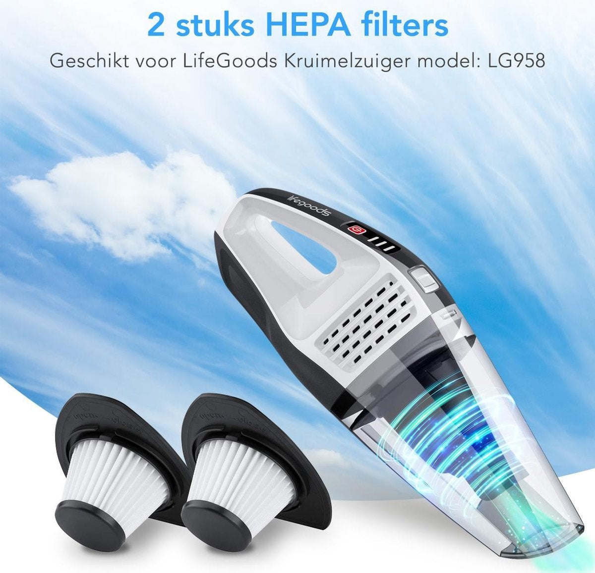 LifeGoods Handheld HEPA Filters - 2 pièces - Pour l'aspirateur à main LG958