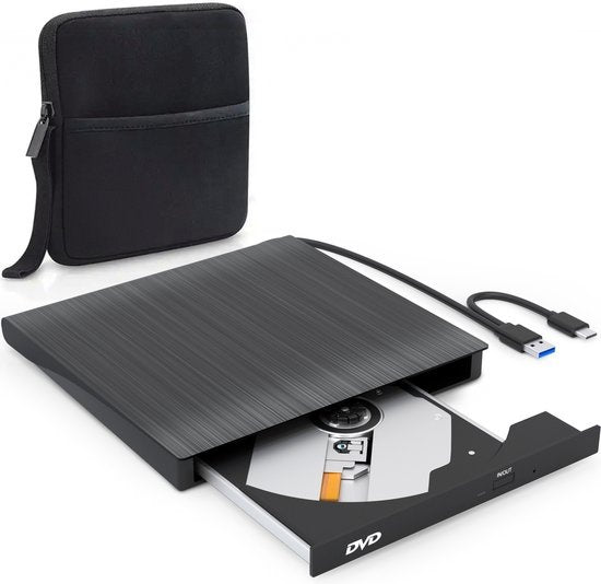Strex External DVD Player And Burner - Avec pochette - CD/DVD - Plug & Play - USB 3.0 DVD Player - Convient à Windows, Mac et Linux - Lecteur optique
