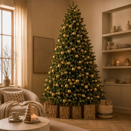 Black Box Trees Clive Sapin de Noël - Sapin artificiel réaliste à la silhouette imposante et 1 840 branches - Décoration de Noël d'intérieur - Chaleureux et réaliste - Facile à monter - H 185 x Ø 130 cm - Vert