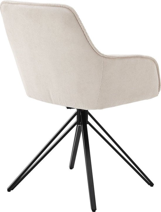 Chaise de salle à manger / Chaise pivotante / Chaise baquet Clyde - Corduroy Beige - Base en métal