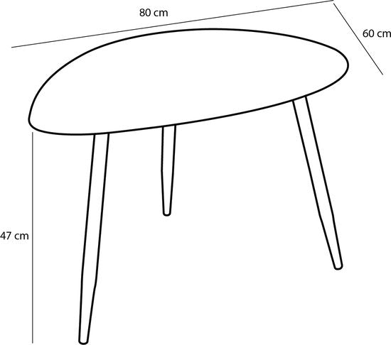 Table d'appoint Mica Decorations - Lot de 2 - L80 x L60 x H47 cm - Métal - Noir