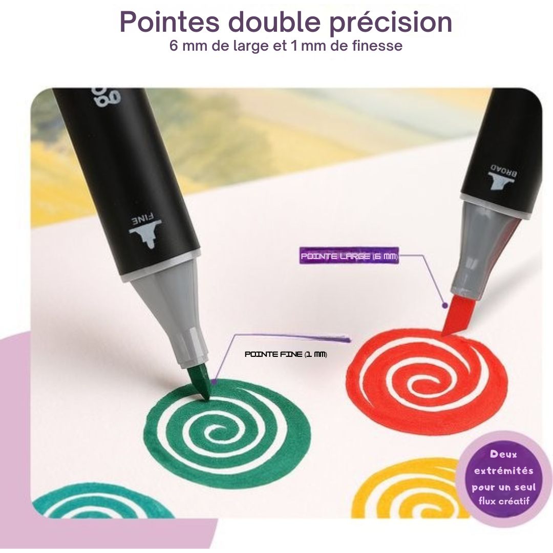 Marqueurs à alcool - Gofun Twinmarkers 262 pcs - Adultes et enfants - Double pointe - toutes couleurs