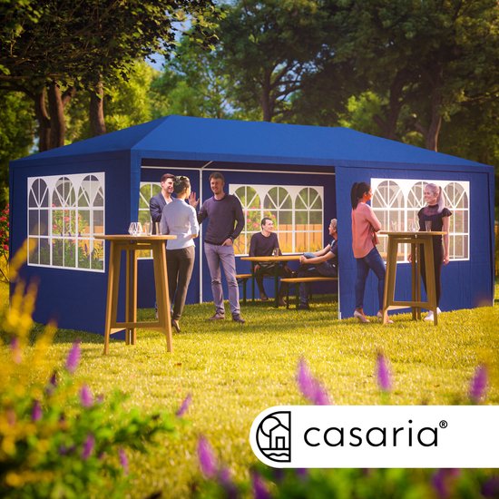 Tente de Réception 3x6m - Casaria - Pavillon Rimini - Protection UV - Surface 18m² - Bleu