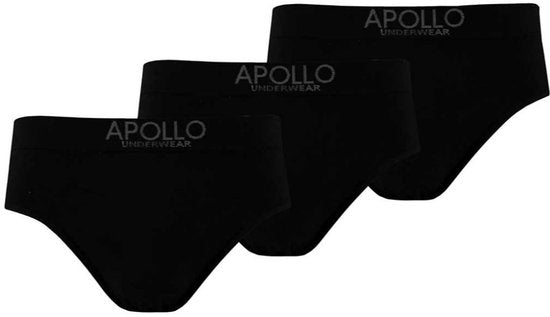 Apollo Underwear Seamless Men Cotton Black 3 Pieces Taille M