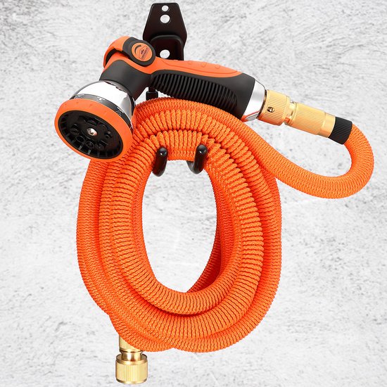 Tuyau d'arrosage flexible Gardebruk - 15m 1/2" 3/4" Inch Wall Mounted - Orange
