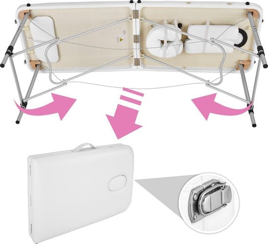 Table de massage 2 zones - matelas 4 cm - alu - blanc - 402788