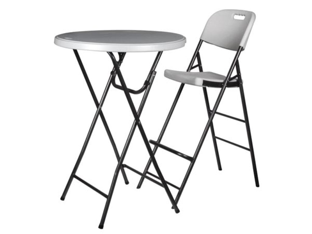 perel tabouret de bar pliable - blanc - 57 x 78 x 114 cm - avec dossier et repose-pieds - pour l'intérieur et l'extérieur - capacité de charge 200 kg