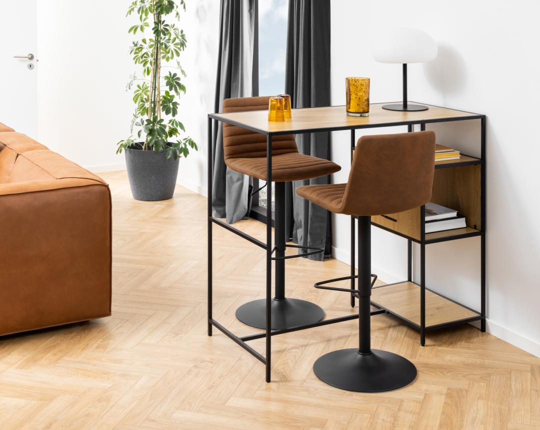 Tabouret de bar Trofors - Lot de 2 - Cognac - Tabourets de bar élégants et confortables d'aspect industriel