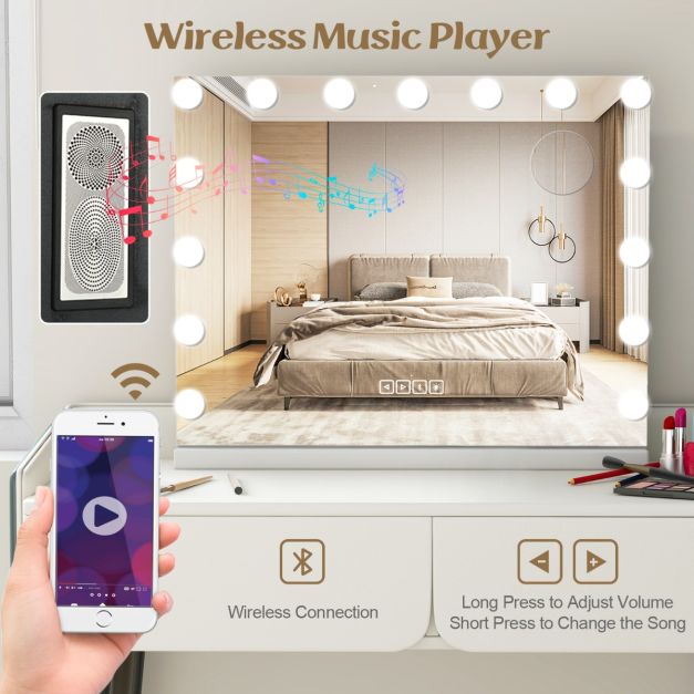 Miroir de maquillage Coast avec 15 LED - blanc - 58 x 48 x 10 cm