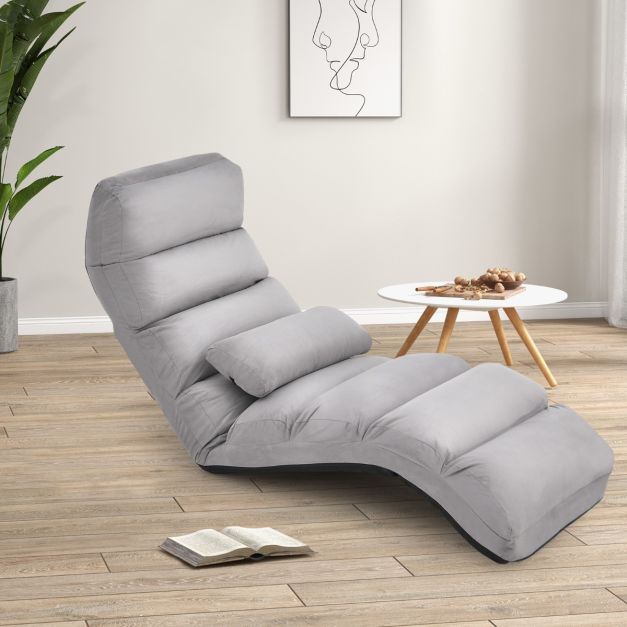 Chaise de sol pliable Coast - Faux cuir - Gris - 175x55x20 cm