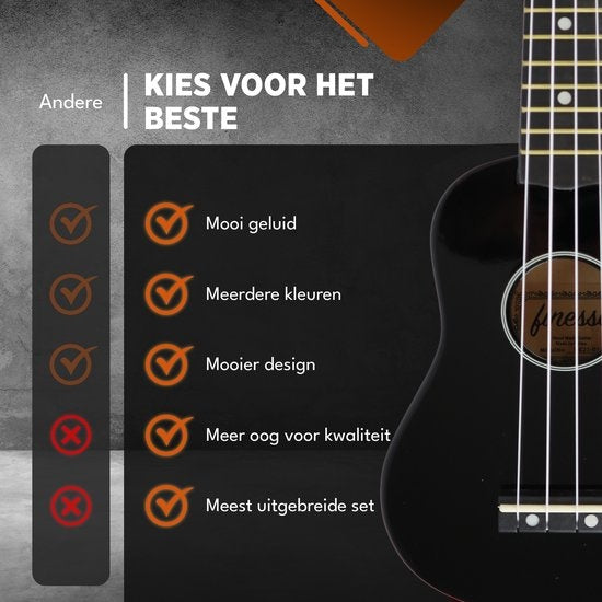 Finesse Ukulele - Starter Set - 21" - Instrument de musique - Modèle Hilo