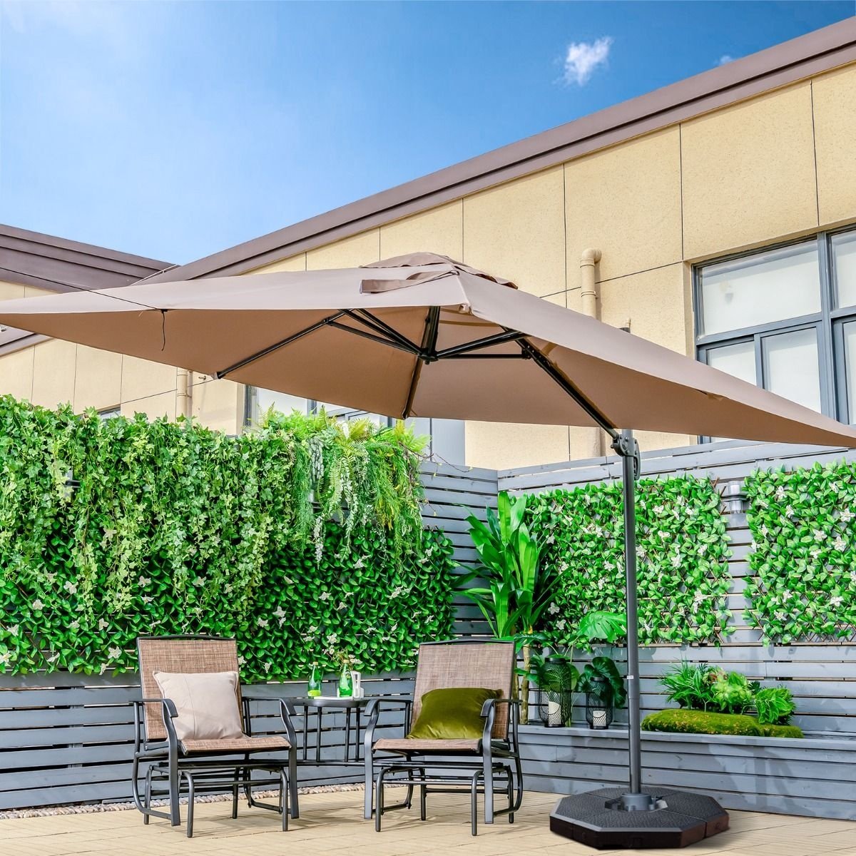Parasol flottant Coast - inclinable - 300 x 300 x 273 cm - marron café