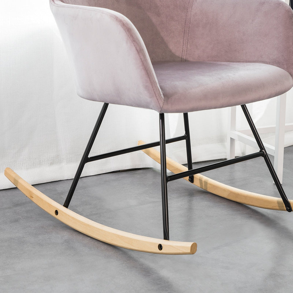 SoBuy Fauteuil à bascule - Rose - Velours - 48x75x75cm