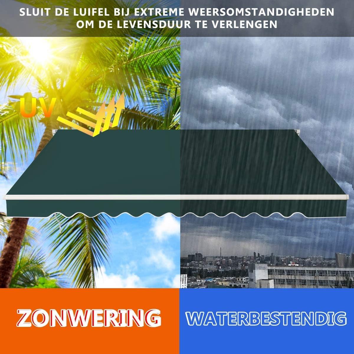 Parasol Coast avec manivelle - 3 x 2,5m - Vert