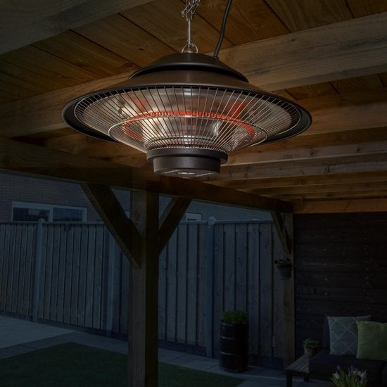 VONROC Chauffage de terrasse - Suspendu & Infrarouge - 1500 W - Ø50 x 10 cm - Noir