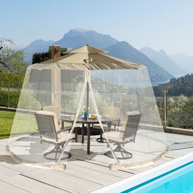 Moustiquaire Coast Parasol - Moustiquaire avec 2 portes et double fermeture éclair 12,5 x 2,3 m - Beige