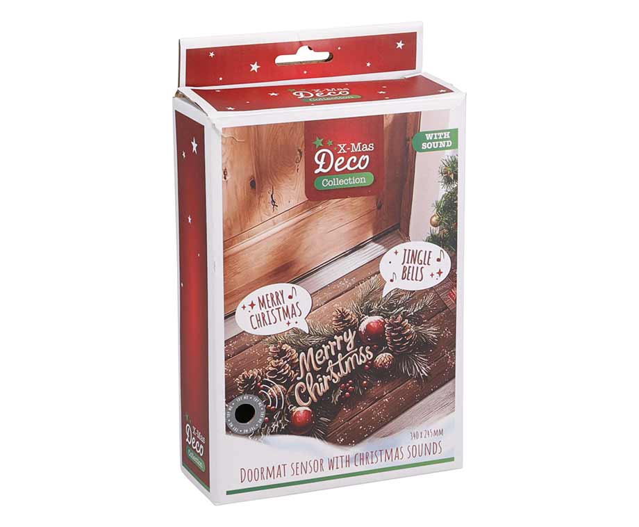 Paillasson de Noël du marchand avec capteur sonore - 34 x 24,5 cm