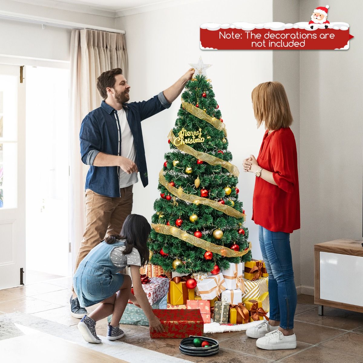 Coast Artificial Christmas Tree 180 cm Green - Fibreglass Lighting - 36 Warm White Lights - Top Star - Metal Stand