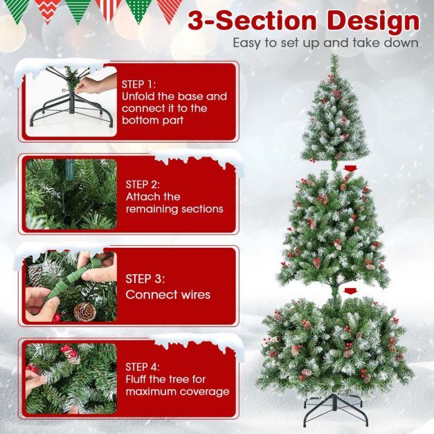 Cost - Arbre de Noël artificiel avec lumières - 420 Led Lights - Blanc/Vert - 195x106 cm