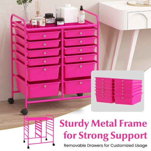 Coast Roller Trolley - Métal - 12 tiroirs - 64x38x75 cm - Rose