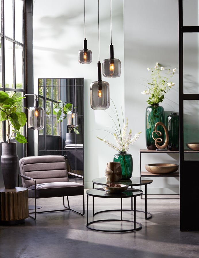 Light & Living LEKAR Lampadaire 155 cm - Métal gris - Design moderne - E27