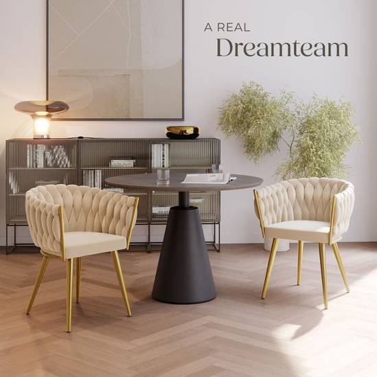 tectake Chaise de salle à manger Astano - Velours - Noir