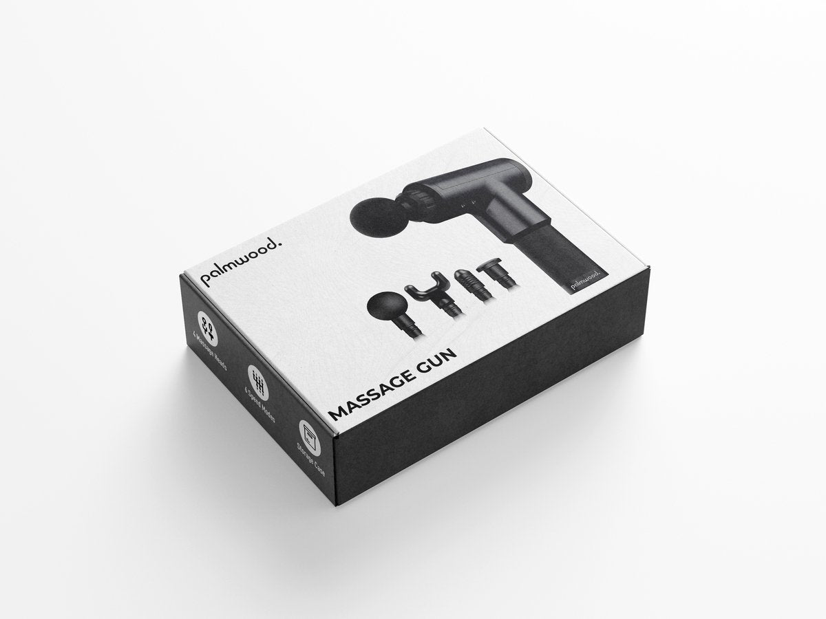 Pistolet de massage Palmwood - Appareil de massage musculaire avec 4 accessoires et 6 vitesses - sans fil avec étui de rangement - noir
