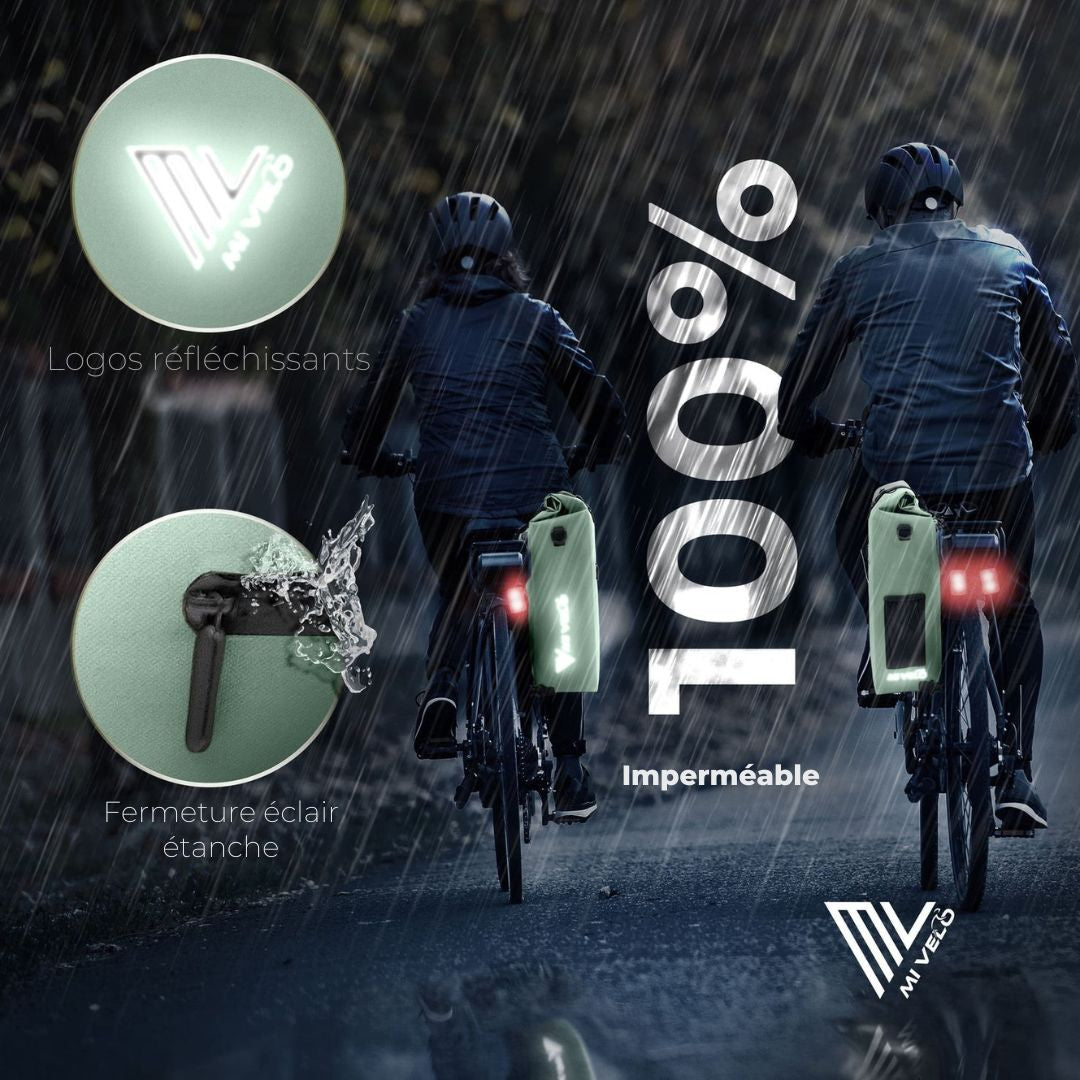 Pannier MIVELO 3-en-1- Imperméable - Avec Bandoulière - 25L - Vert menthe
