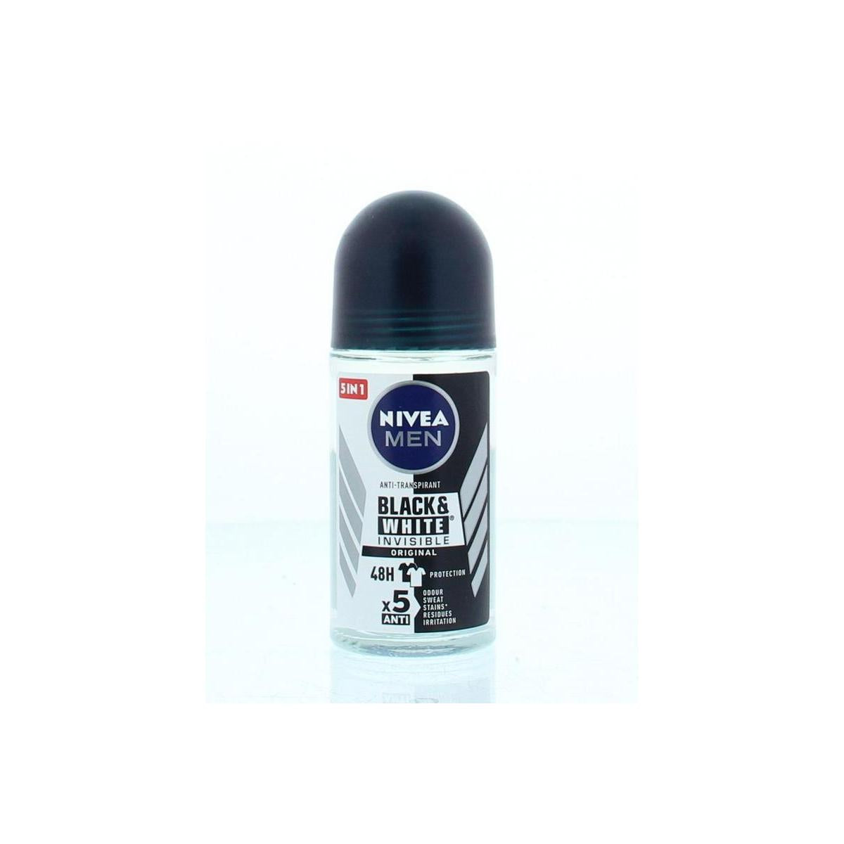 NIVEA Men Invisible Black & White Déodorant Roller - 48h de protection | 50 ml