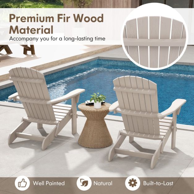 Chaise Adirondack Coast - Pliable - Bois - Ergonomique - Haut dossier - 89 x 71 x 94 cm - Gris