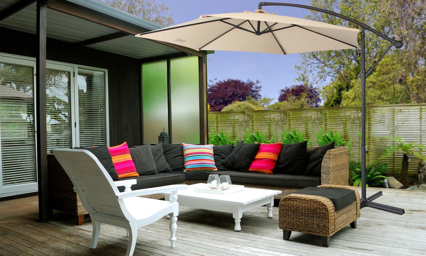 Parasol flottant Davis & Grant - Rond - Diamètre de 3 mètres - Tige en acier - Beige