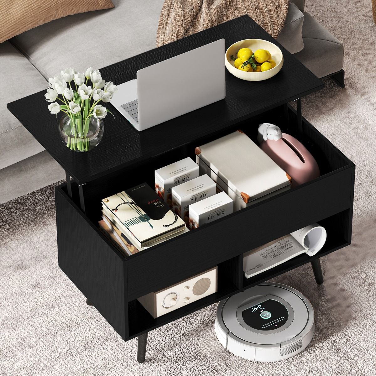 Coast Coffee Table with Raised Top - Table de salon moderne à hauteur réglable - 80 x 40 x 46-60 cm - Noir