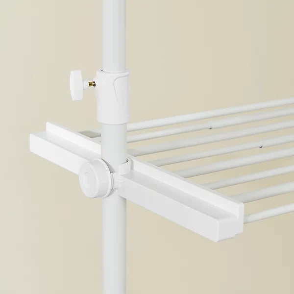 SoBuy Freestanding Walk-In Cabinet - Armoire télescopique / Meuble de rangement - B145 x D42.4 x H227 cm - Blanc