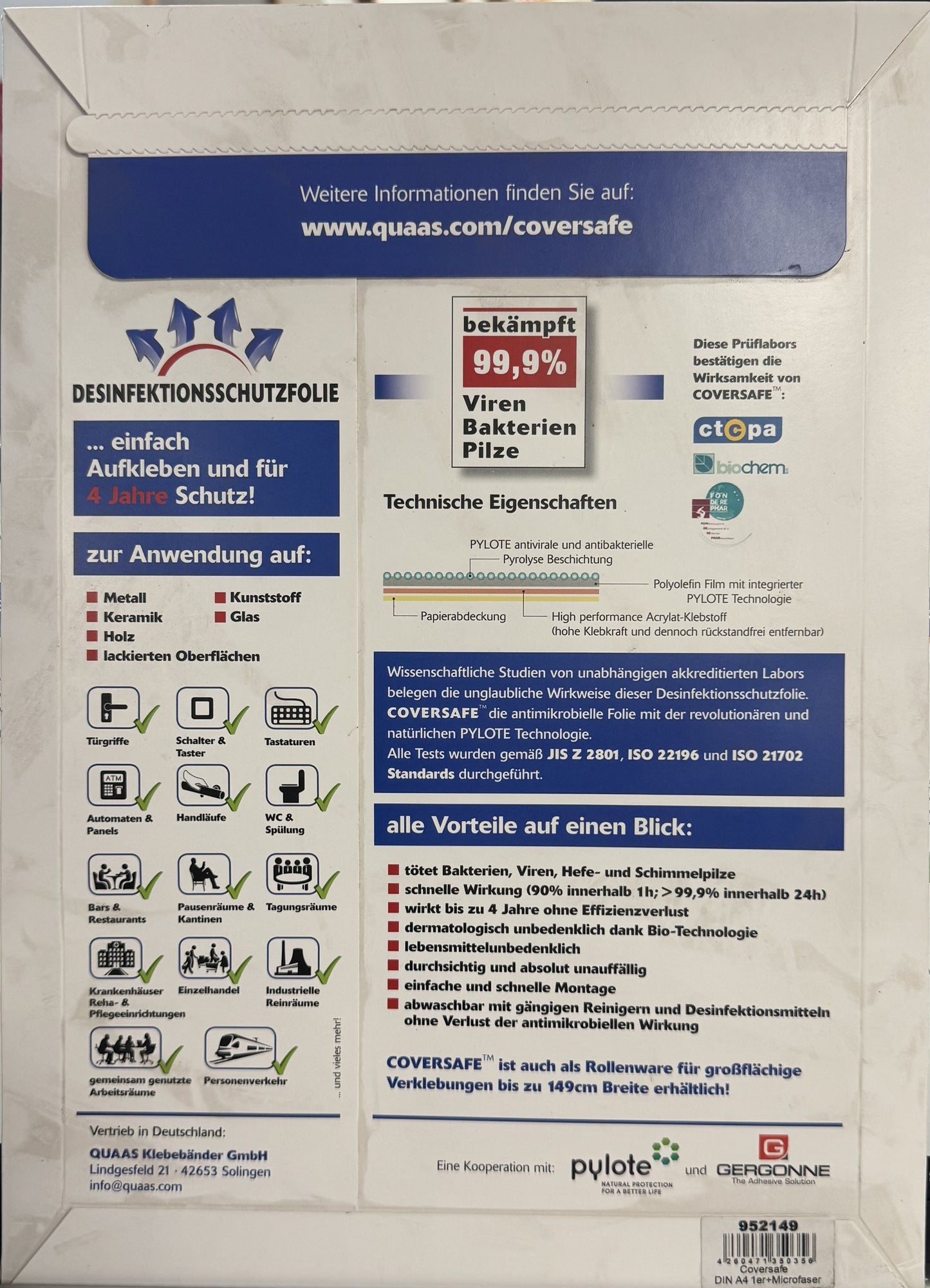 Film de protection contre la désinfection