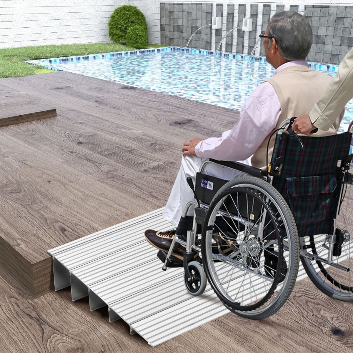 Coast Rampe de seuil - Réglable en hauteur - Cadre robuste en aluminium - Surface antidérapante - Capacité de charge de 317 kg