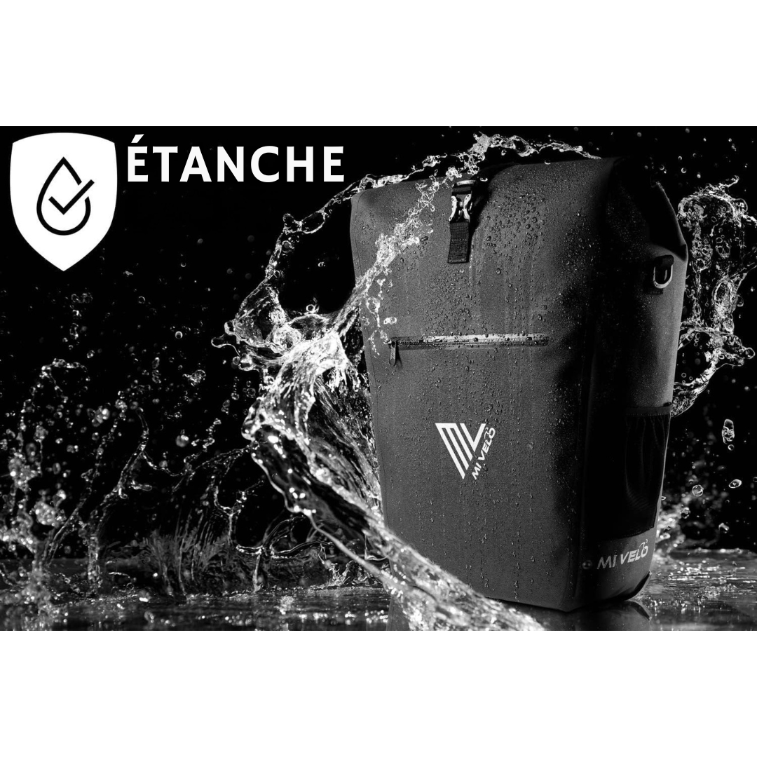 MIVELO Pannier - Étanche - 25L - Avec compartiment pour ordinateur portable et bandoulière - Noir