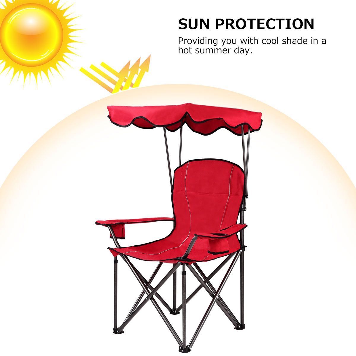 Chaise de pêche Coast - Chaise de camping - Avec porte-gobelet - Pliable - Rouge