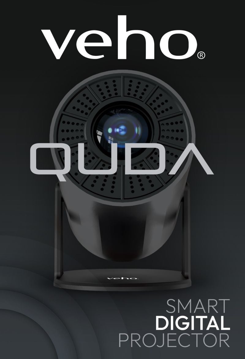 Veho Quda ROHM Projecteur portable - sortie haut-parleur 3w - stockage usb 1 TB - 90 x90x193 mm - Poids 840g