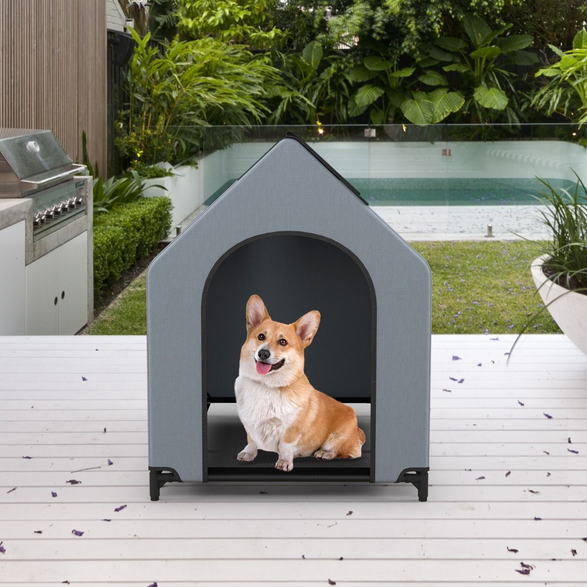 Niche pour chien surélevée Coast 91 cm pour petites races, gris, 64 x 91 x 86 cm