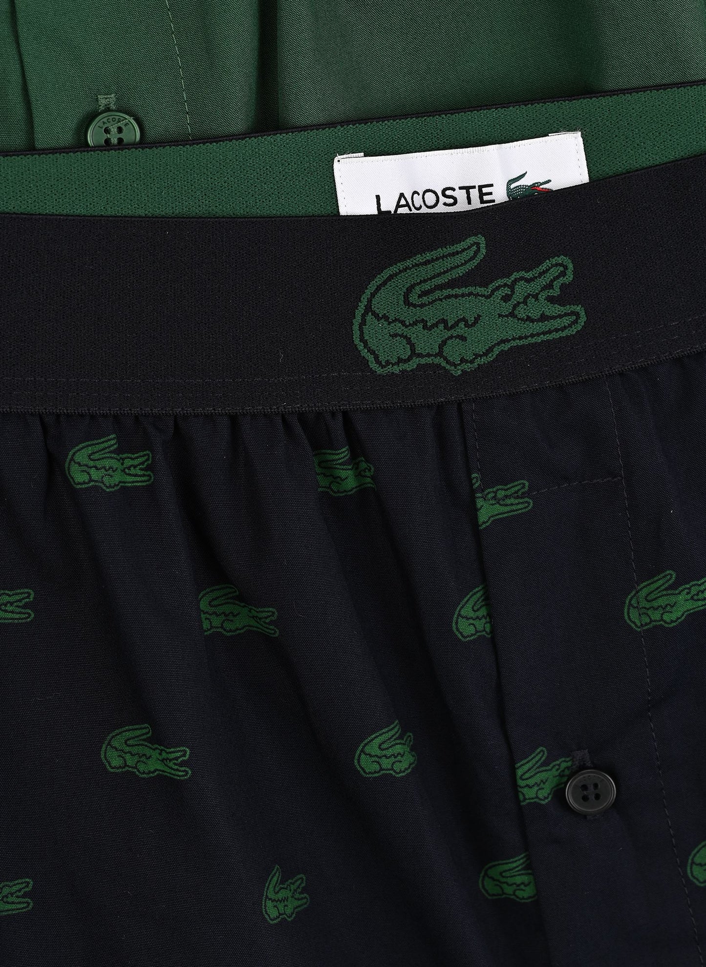 Lacoste - Caleçon long - Taille XXL et coupe confortable - Taille élastiquée avec logo et jambes ajustées - Pour un usage quotidien et pour la chaleur - Coton noir et vert