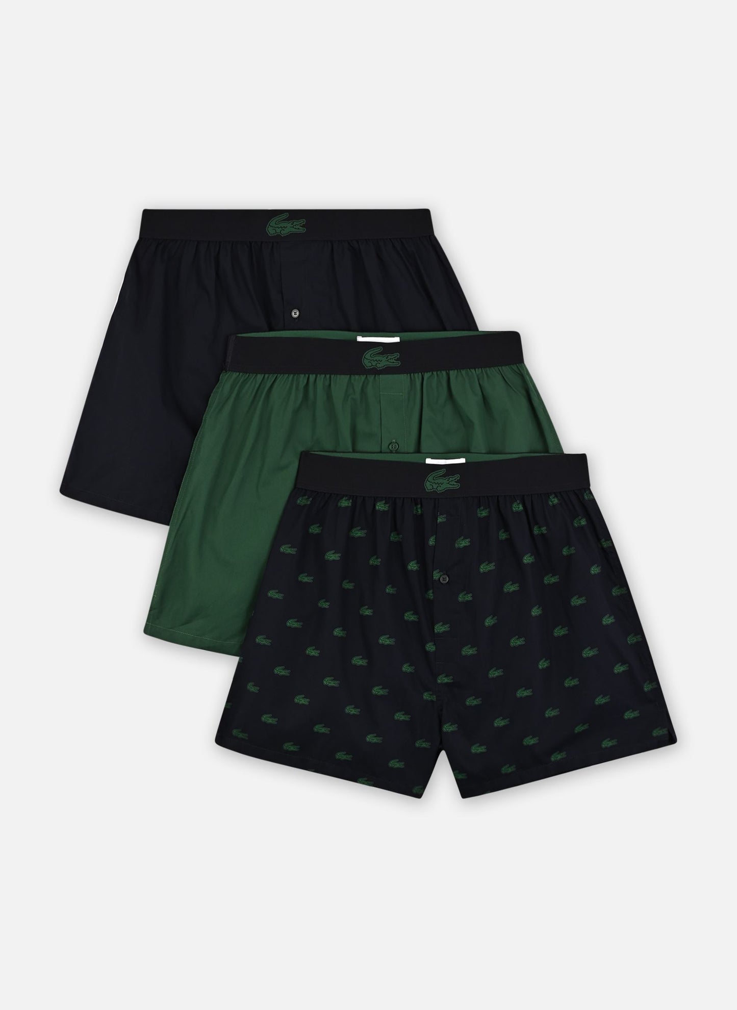 Lacoste - Caleçon long - Taille XXL et coupe confortable - Taille élastiquée avec logo et jambes ajustées - Pour un usage quotidien et pour la chaleur - Coton noir et vert